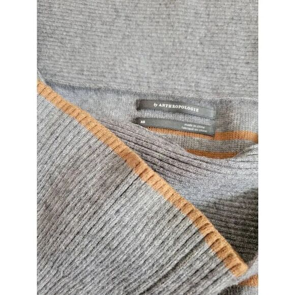 Anthropologie Elise Ribbed Tunic Gray Brown Stripe Off-the-Shoulder Size XS - Picture 7 of 11